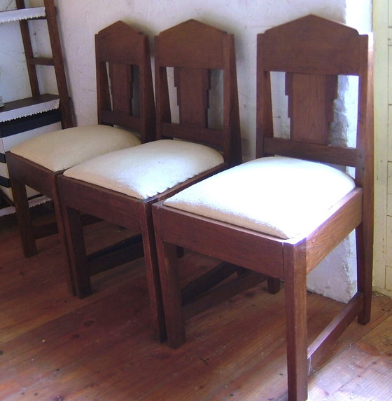 Image 1 of 3x Art Deco Hague school side chairs