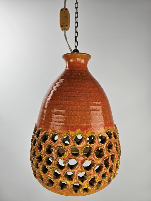 Ceramic Pendant Lamp Orange Yellow