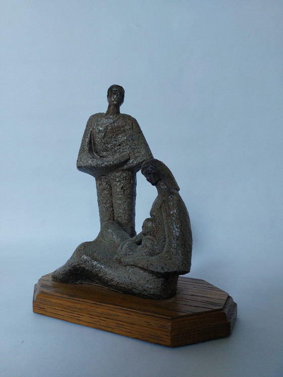 Image 1 of Mid-Century Stone And Wood Sculpture 