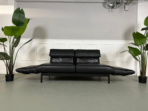 Rolf Benz Plura Leather Black Designer Sofa Two-Seater Couch