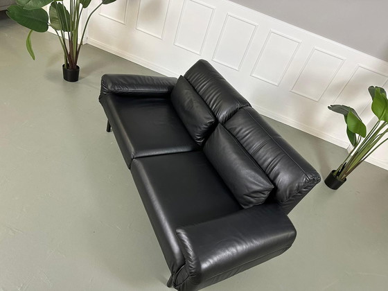 Image 1 of Rolf Benz Plura Leather Black Designer Sofa Two-Seater Couch