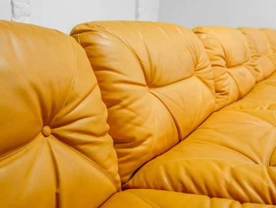 Image 1 of Exclusive Dreipunkt Honey Yellow Leather Modular Sofaset 4 Elements. Germany, 1970s.