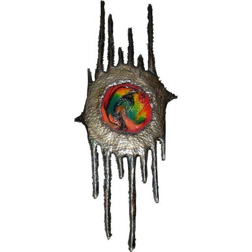 Vintage iron and glass wall lamp, Czechoslovakia 1950s