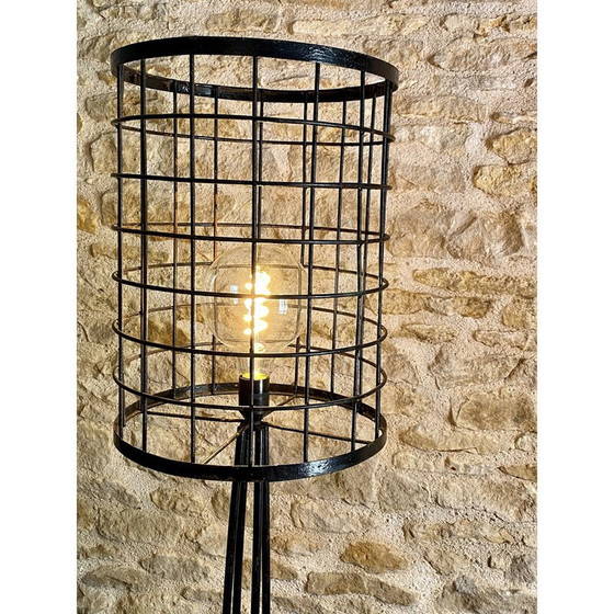 Image 1 of Vintage metal cage floor lamp, 1950s