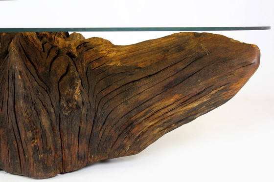 Image 1 of Mid-Century Tree Root Coffee Table With Glass Top, 1960S