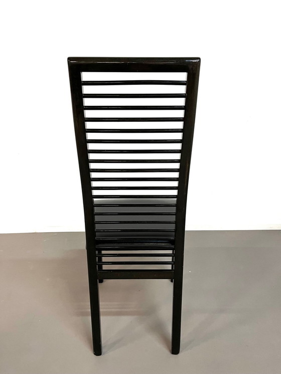 Image 1 of Italian Dining Chairs With High Back Lacquered Wood, 1980s