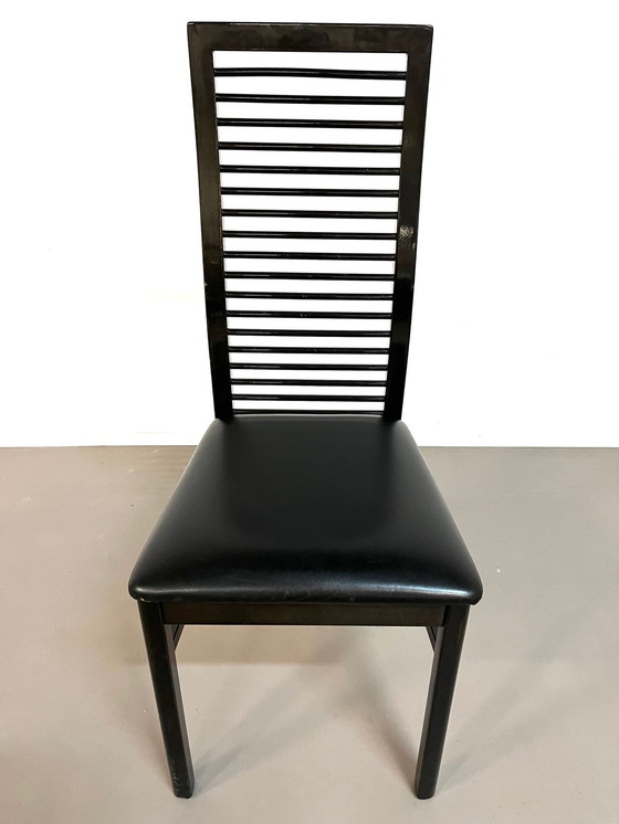 Image 1 of Italian Dining Chairs With High Back Lacquered Wood, 1980s