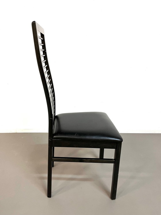 Image 1 of Italian Dining Chairs With High Back Lacquered Wood, 1980s