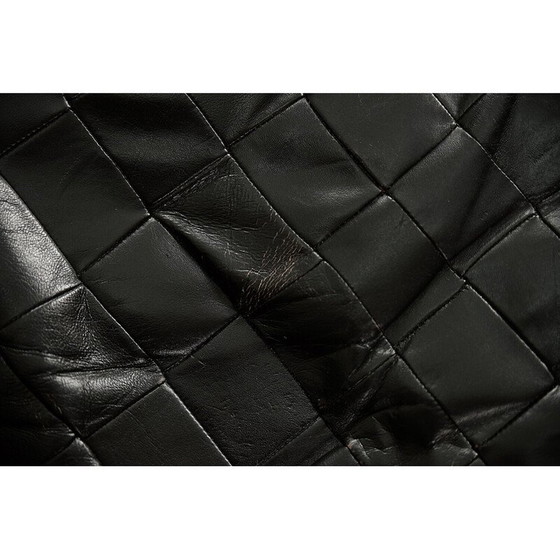 Image 1 of Pair of vintage Scandinavian black patchwork leather armchairs by Ikea, 1980s