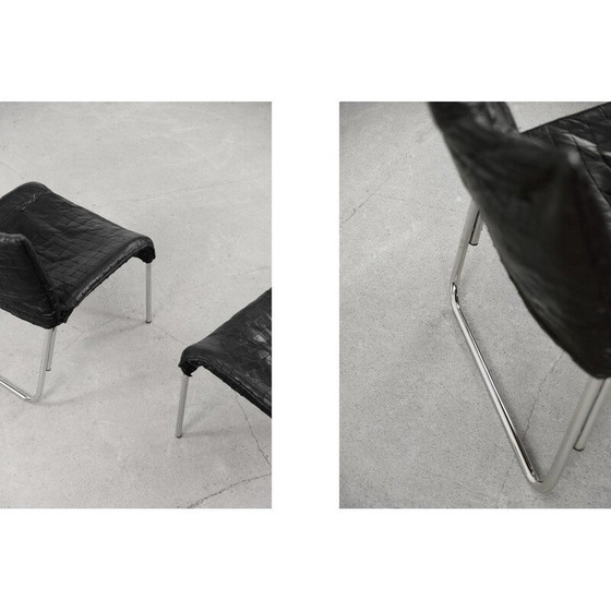 Image 1 of Pair of vintage Scandinavian black patchwork leather armchairs by Ikea, 1980s