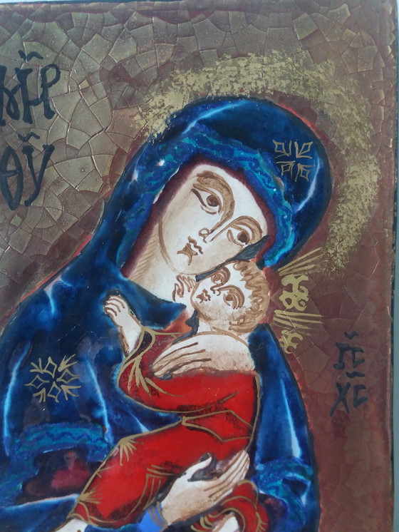 Image 1 of Enamelled Ceramic Icon Signed Michel Folscheid - Emaux De Saint Michel Du Roc