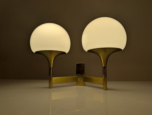 Italian Brass And Opaline Wall Sconce By Gaetano Sciolari, 1960S