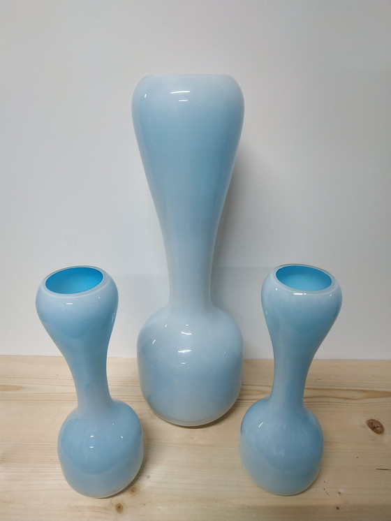 Image 1 of Unique Set of Vintage Opaline Vases