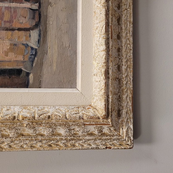 Image 1 of Oil on vintage panel “Abbaye de Sorde” by Jean Rigaud, France 1943