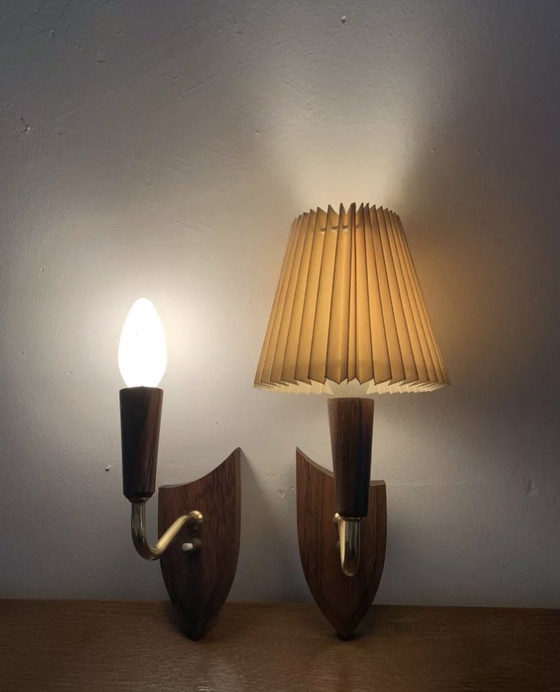 Image 1 of Pair Of Rosewood Wall Lights