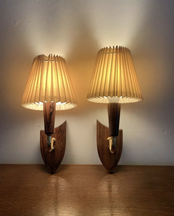 Image 1 of Pair Of Rosewood Wall Lights