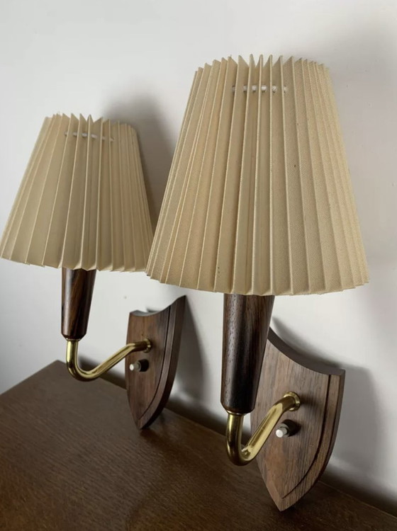 Image 1 of Pair Of Rosewood Wall Lights