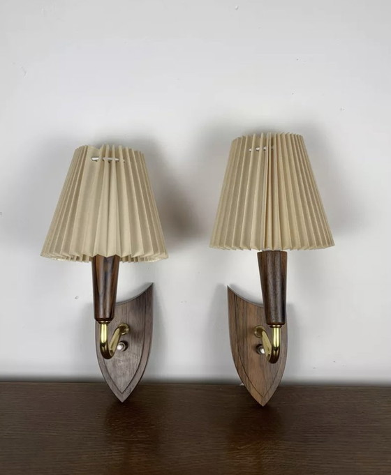 Image 1 of Pair Of Rosewood Wall Lights