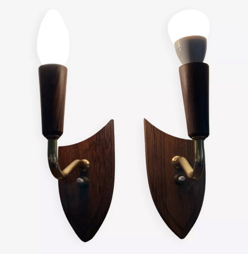 Pair Of Rosewood Wall Lights