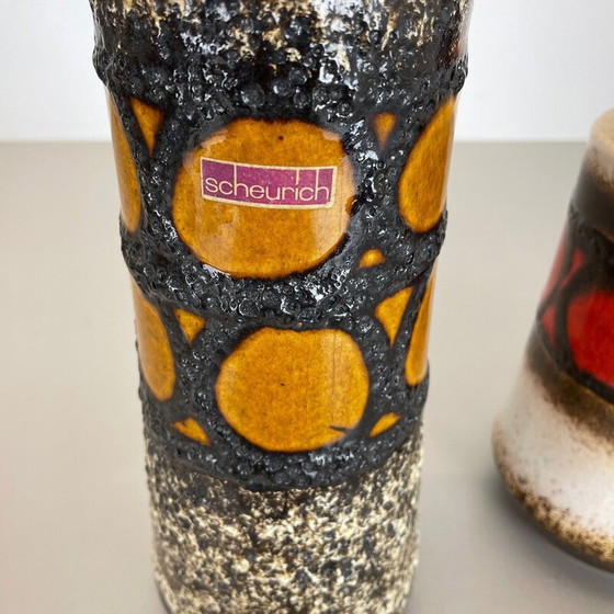 Image 1 of Coppia di vasi in ceramica vintage "Fat Lava" di Scheurich, Germania, anni '70