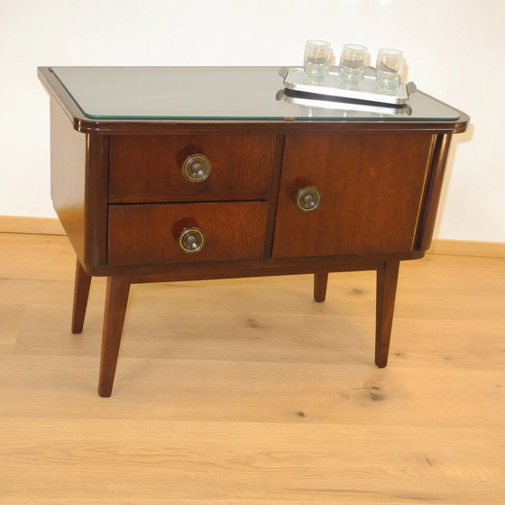 Image 1 of 1950s Bedside Table with Original Glass Top