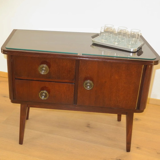 Image 1 of 1950s Bedside Table with Original Glass Top