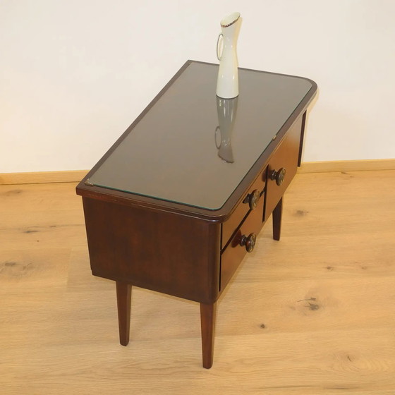 Image 1 of 1950s Bedside Table with Original Glass Top