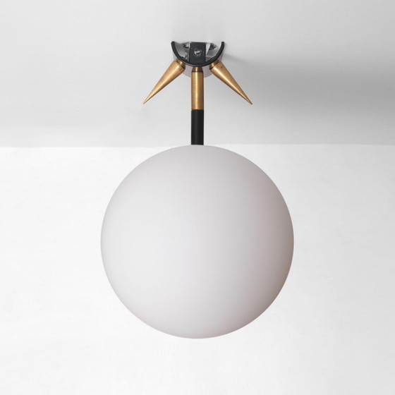 Image 1 of Pair of vintage brass and glass wall lights for Yannis Dimitrousis, Greece 1960