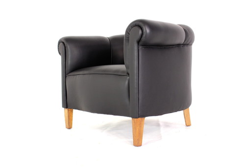 as new, 1960s Club Lounge Chair / Fauteuil, entièrement restauré incl. new upholstery and new aniline leather