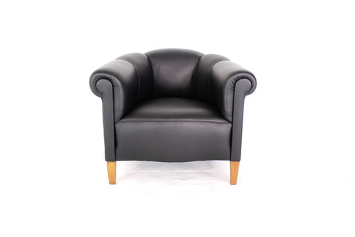 as new, 1960s Club Lounge Chair / Fauteuil, entièrement restauré incl. new upholstery and new aniline leather