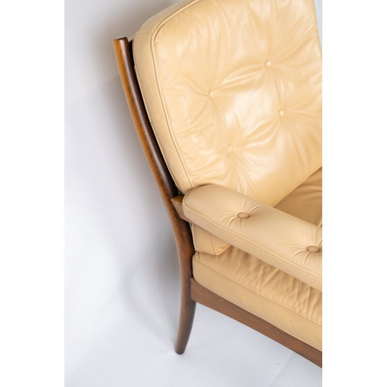 Image 1 of Poltrona vintage in legno scuro e rivestita in pelle, Danimarca anni '60