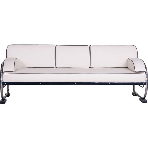 Vintage white 3-seater sofa by Robert Slezak for Slezak Factories, Czechoslovakia 1930s