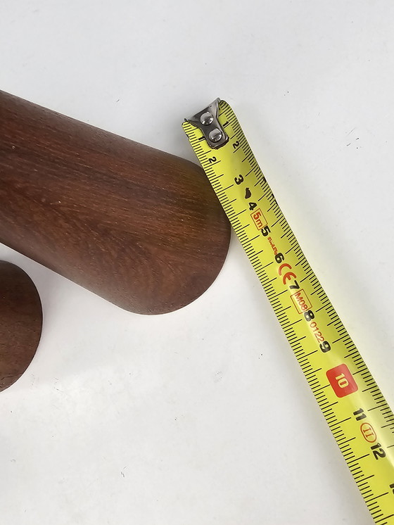 Image 1 of Teak wooden candlesticks Danish design set of 2