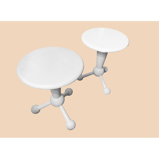 Image 1 of Pair of vintage tripod stools in white lacquered wood for Möbelhaus, 1970