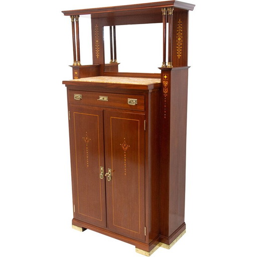 Vintage secessionist mahogany highboard, Austria 1910