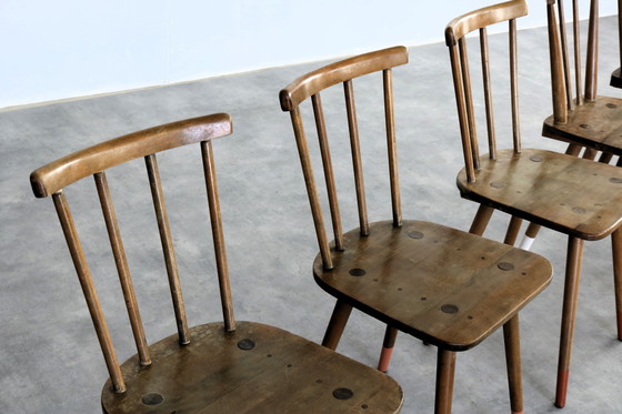 Image 1 of 4X Vintage Oak Dining Chairs