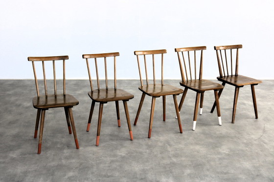 Image 1 of 4X Vintage Oak Dining Chairs