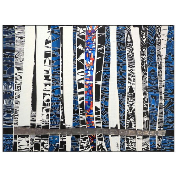 Image 1 of Vintage painting "Le Vitrail" in metal by Alain Carpentier