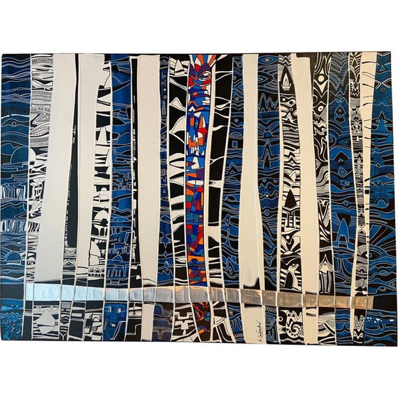 Image 1 of Vintage painting "Le Vitrail" in metal by Alain Carpentier