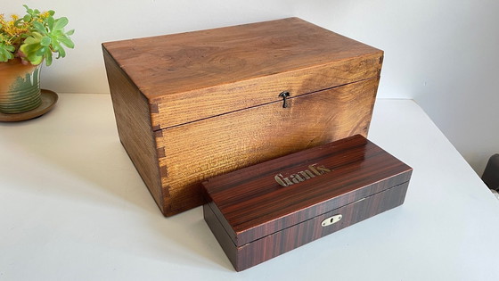 Image 1 of Vintage Wooden Glove Boxes Queue D'Aronde