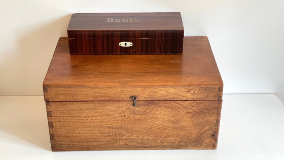Image 1 of Vintage Wooden Glove Boxes Queue D'Aronde