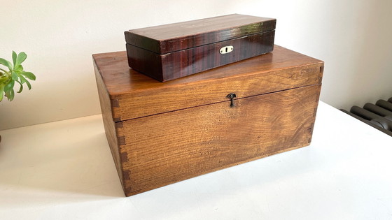 Image 1 of Vintage Wooden Glove Boxes Queue D'Aronde