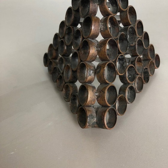 Image 1 of Vintage Brutalist candlestick in copper, Austria 1950s
