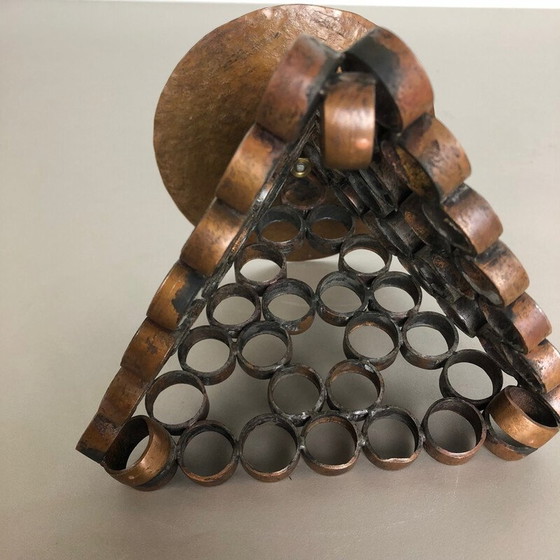 Image 1 of Vintage Brutalist candlestick in copper, Austria 1950s