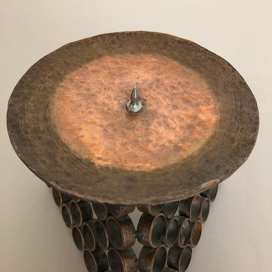 Image 1 of Vintage Brutalist candlestick in copper, Austria 1950s