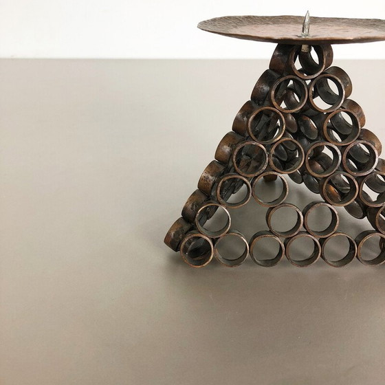 Image 1 of Vintage Brutalist candlestick in copper, Austria 1950s