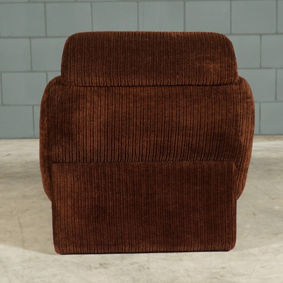 Image 1 of Vintage Armchairs - Brown Rib Fabric - 1970s