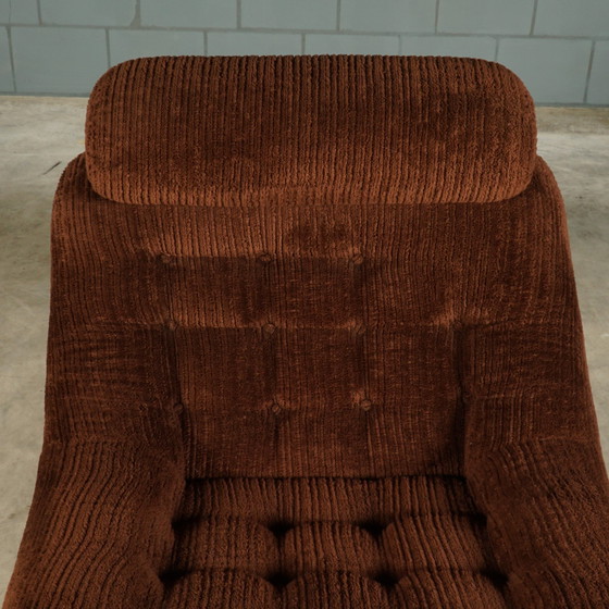 Image 1 of Vintage Armchairs - Brown Rib Fabric - 1970s