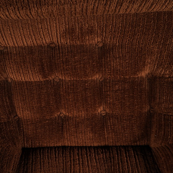 Image 1 of Vintage Armchairs - Brown Rib Fabric - 1970s