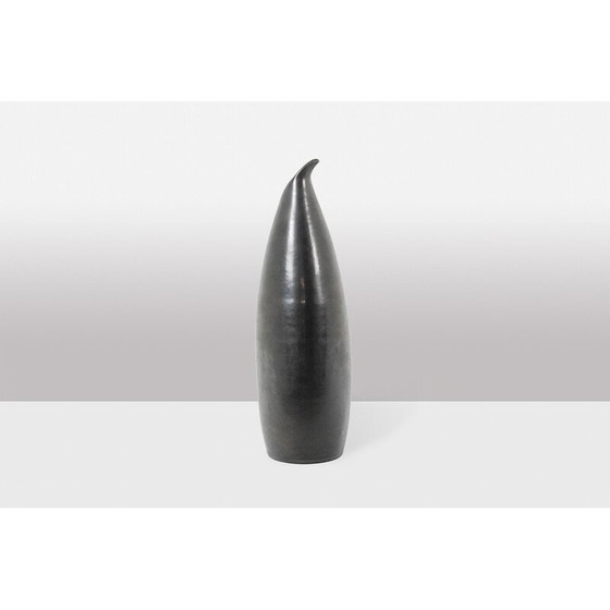 Image 1 of Vintage earthenware vase turned by Les Potiers d'Accolay, 1955